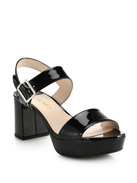 prada sport black patent leather sandals|prada patent leather heels.